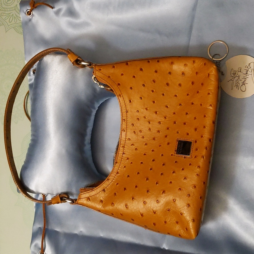 Dooney & Bourke small hobo Ostrich bag in tan